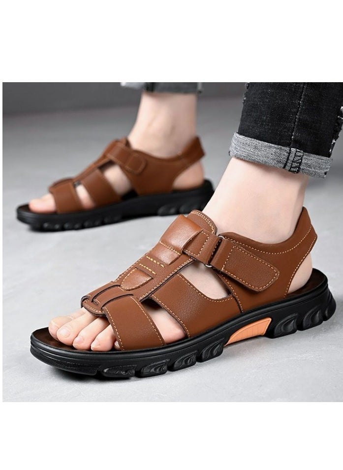KUYING - New Casual Leather Soft Sole Anti Slip Versatile Beach Shoes With Thickened Soles Men's Shoes - Image 1