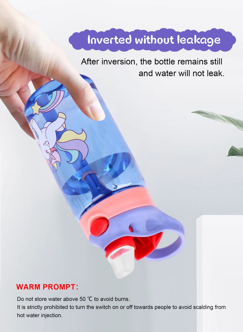 URbazaar 480ml Kids Water Bottle with Straw Leakproof, BPA Free, Suitable for Boys and Girls(Unicorn) - Image 3