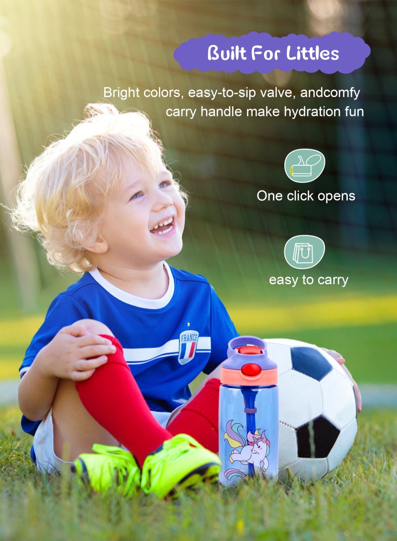 URbazaar 480ml Kids Water Bottle with Straw Leakproof, BPA Free, Suitable for Boys and Girls(Unicorn) - Image 4