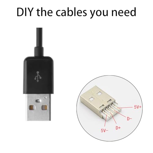 Teansic 20 Sets USB 2.0 Male Solder Socket,USB Type A 4 Pin Male Connector with Black Cover for Wire Repair、DIY - Image 5