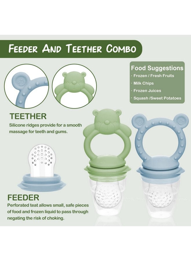 WAJIAYON Baby Breastmilk Popsicle Molds & Baby Fruit Feeder (6 Pack), WAJIAYON Baby Food Freezer Tray Storage Containers, Silicone Teething Pacifier Feeder and Teether for Babies,Moss and Fawn Baby Feeder - Image 2