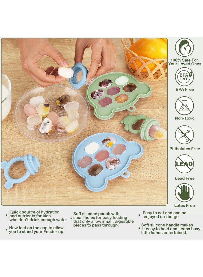 WAJIAYON Baby Breastmilk Popsicle Molds & Baby Fruit Feeder (6 Pack), WAJIAYON Baby Food Freezer Tray Storage Containers, Silicone Teething Pacifier Feeder and Teether for Babies,Moss and Fawn Baby Feeder - Image 5