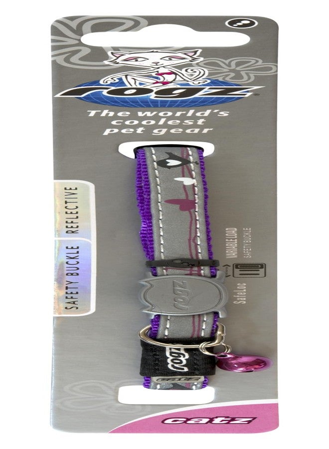 Rogz Reflective Cat Collar with Breakaway Clip and Removable Bell, fully adjustable to fit most breeds, Purple Bird Design - Image 2