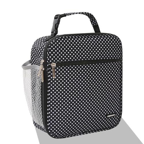 Lovoeo Lunch box Lunch bag for men women Insulated Lunchbox Lunch bags for Work Picnic Travel Black polka dot - Image 1