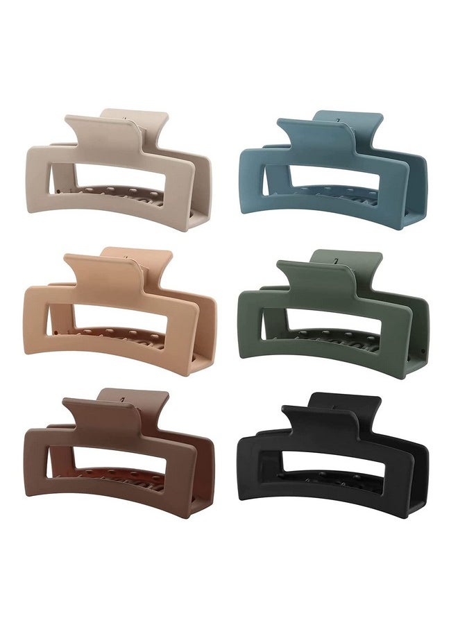 Auseibeely - 6 Pack Square Claw Clips For Women Girls 3.5" Medium Nonslip Rectangular Matte Strong Hair Styling Jumbo Accessories For Thin Hair - Image 1