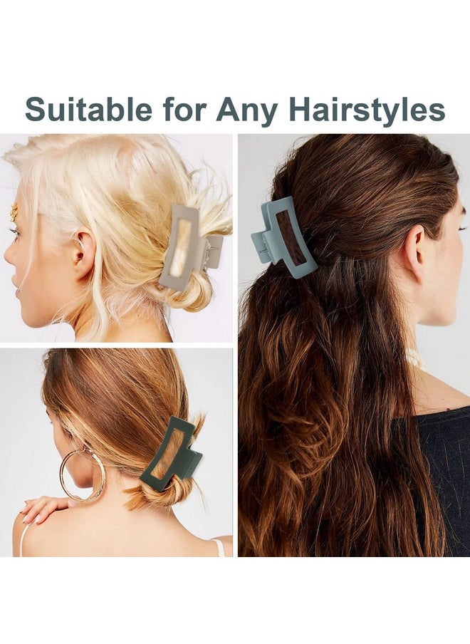 Auseibeely - 6 Pack Square Claw Clips For Women Girls 3.5" Medium Nonslip Rectangular Matte Strong Hair Styling Jumbo Accessories For Thin Hair - Image 1