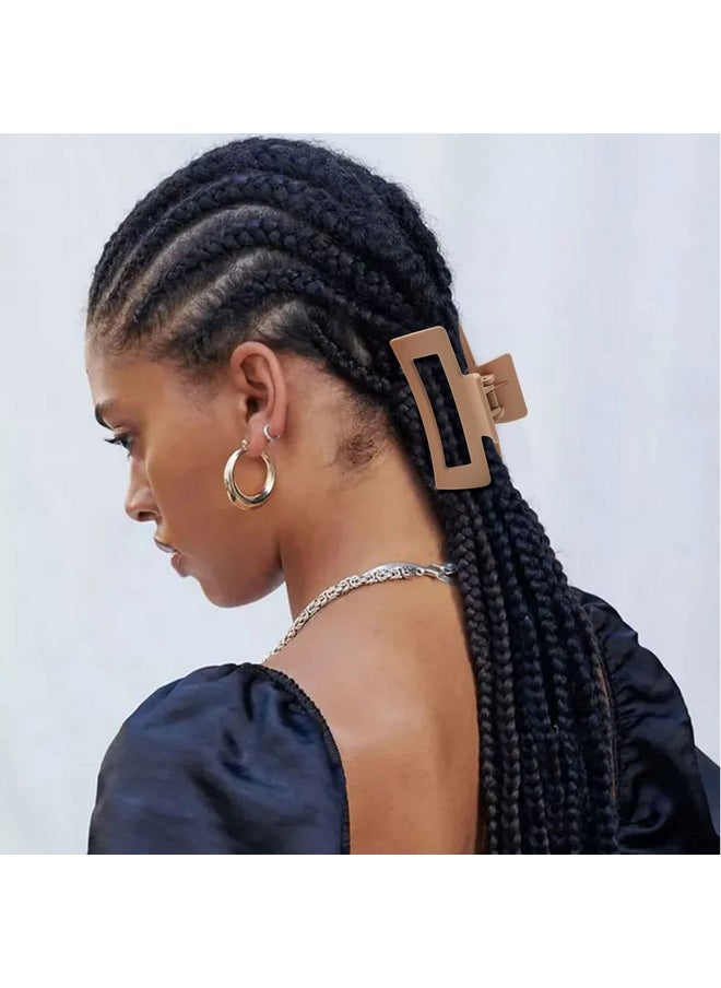 Auseibeely - 6 Pack Square Claw Clips For Women Girls 3.5" Medium Nonslip Rectangular Matte Strong Hair Styling Jumbo Accessories For Thin Hair - Image 1