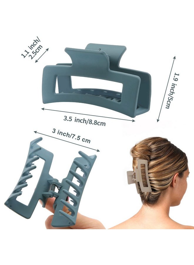 Auseibeely - 6 Pack Square Claw Clips For Women Girls 3.5" Medium Nonslip Rectangular Matte Strong Hair Styling Jumbo Accessories For Thin Hair - Image 1