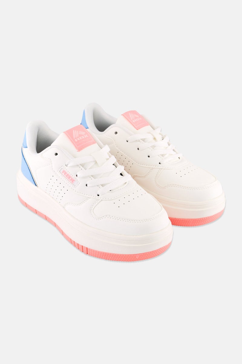 RBX Women Brand Logo Lace Up Shoes, White  - Image 1