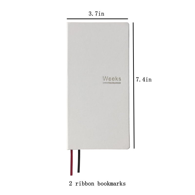 receip Undated Weekly Planner Notebook Pocket Organizer Appointment Book Journal Notebook A6 Week Plan Notepad (White with cover) - Image 2