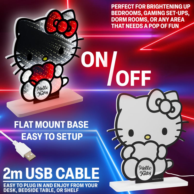 Get Trend Hello Kitty Sanrio 3D LED Light, Infinity Mirror Effect, USB Night Light, Room Decor, Bedroom Lamp, Kawaii Gifts for Girls Teens Women (Multi Hello Kitty) - Image 3
