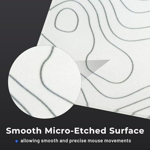 GMKWTL Glass Mousepad for Gaming, White Topographic Hard Gaming Mouse pad, Professional Large Mouse Mat 410mm*310mm, Special Glass Surface with Improved Precision and Speed - Image 4