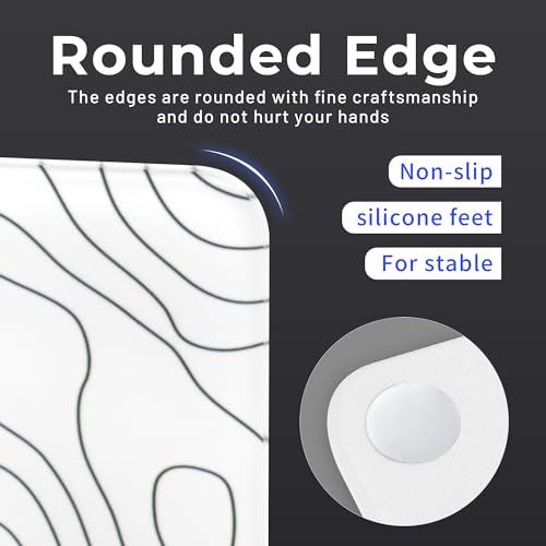 GMKWTL Glass Mousepad for Gaming, White Topographic Hard Gaming Mouse pad, Professional Large Mouse Mat 410mm*310mm, Special Glass Surface with Improved Precision and Speed - Image 5