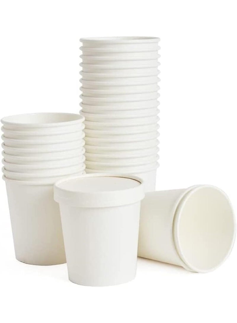 ecoway Paper Disposable Cups 12 Oz - Pack Of 25 Ice Cream Cup Without Lid Eco-Friendly Desert Bowls Hot Or Cold Food Cups, Tea Cup, Coffee Cup Biodegradable Party Supplies, Yogurt Take Outs, White - Image 1