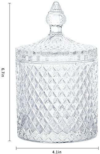 KELVEE Crystal Diamond Faceted Jar with Crystal LidSuitable as A Candy BowlCookie TinBiscuit BarrelDecorative Candy Jar Sugar Bowl Set of 2 - Image 5