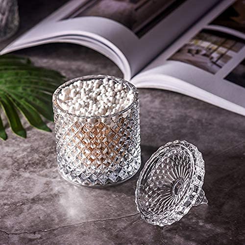 KELVEE Crystal Diamond Faceted Jar with Crystal LidSuitable as A Candy BowlCookie TinBiscuit BarrelDecorative Candy Jar Sugar Bowl Set of 2 - Image 4