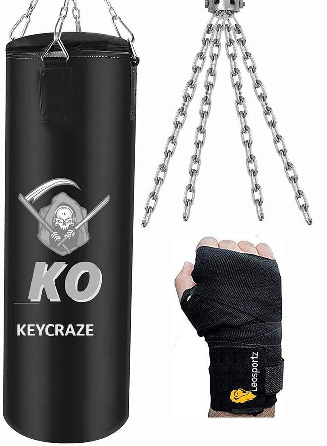keycraze مجموعة أكياس اللكم من KEYCRAZE مع أربطة ملاكمة - أكياس ملاكمة ثقيلة للملاكمة والجودو والكيك بوكسينغ | كيس ملاكمة مصنوع من البولي يوريثان للرجال (أسود، غير مملوء، 4) - Image 1