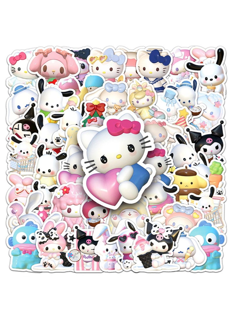 يالونج ملصقات للماء 3D سانريو لطيف أنيمي الفينيل ملصقات الجمال كمبيوتر محمول لوح التزلج الأمتعة الكمبيوتر زجاجة ماء خربش ملصقات حقيبة للأطفال والمراهقين والفتيات الكبار - Image 2