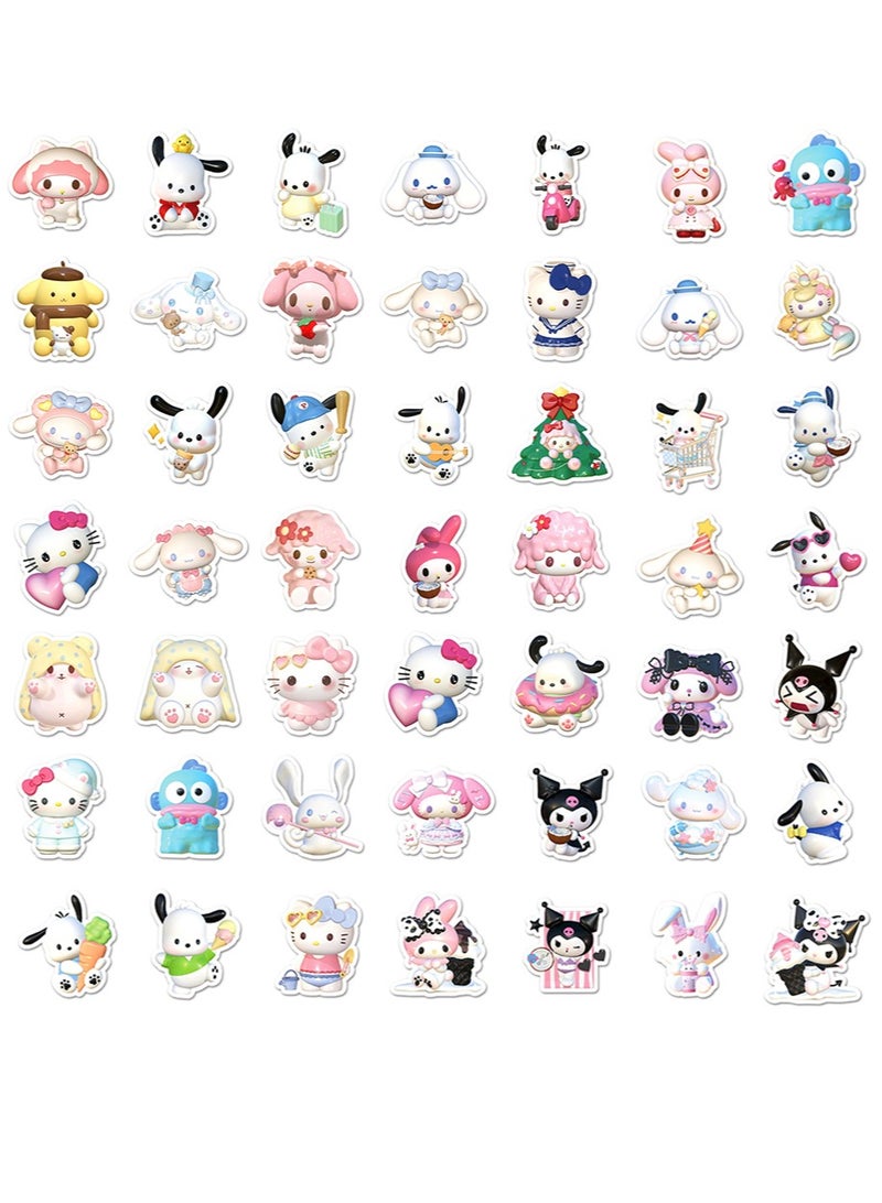 يالونج ملصقات للماء 3D سانريو لطيف أنيمي الفينيل ملصقات الجمال كمبيوتر محمول لوح التزلج الأمتعة الكمبيوتر زجاجة ماء خربش ملصقات حقيبة للأطفال والمراهقين والفتيات الكبار - Image 4