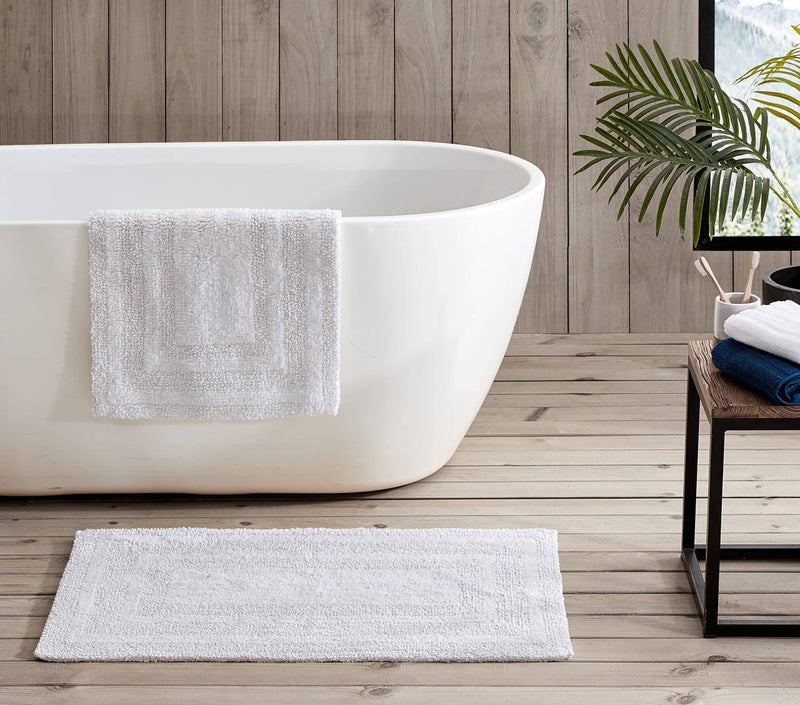 Eddie Bauer Eddie Bauer  Bathroom Rugs Set Soft Tufted Cotton Bathroom Decor Super Absorbent  Quick Dry Logan White 2 Piece 