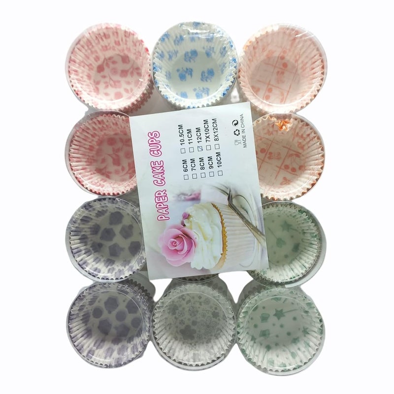 Folca 12cm 100 Pcs Baking Paper Cupcake Liner Muffin Cup 12pcs SetRandom Design Color - Image 1