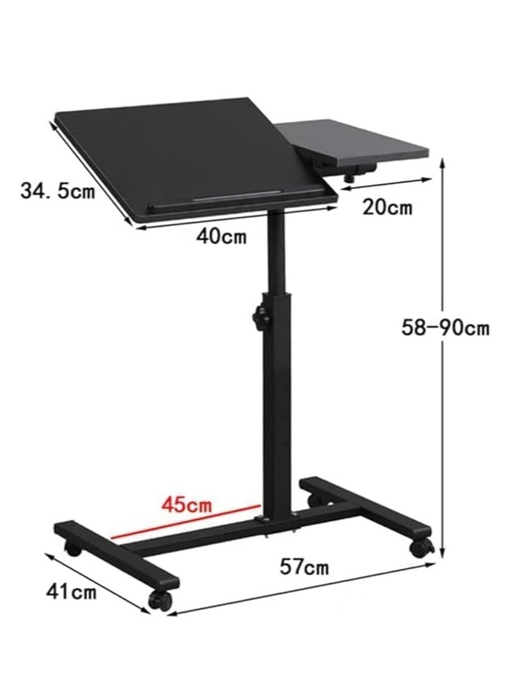Laptop Desk for Lifting and Rotating,Movable Bedside Desk with Wheels, Adjustable Laptop Stand, Side End Table for Couch,Coffee Table for Home Office