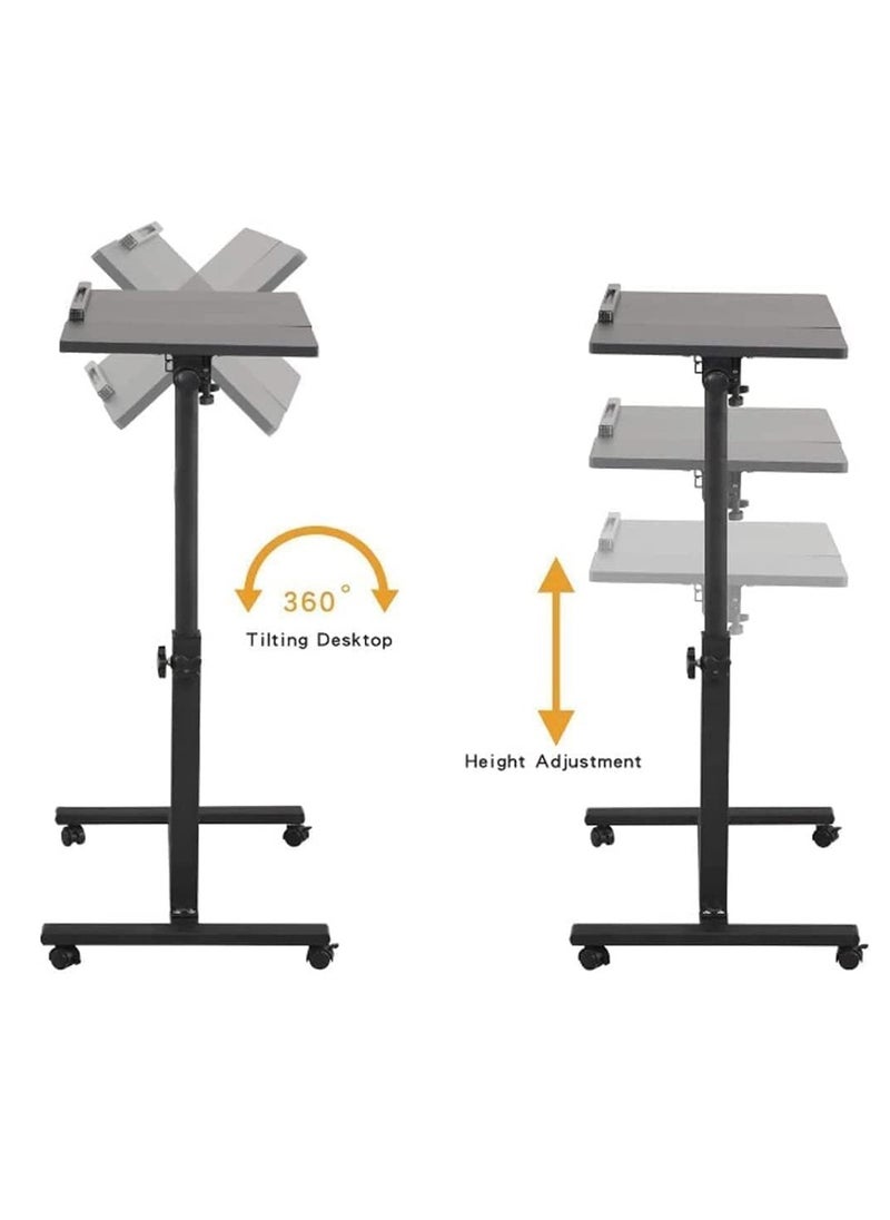 Laptop Desk for Lifting and Rotating,Movable Bedside Desk with Wheels, Adjustable Laptop Stand, Side End Table for Couch,Coffee Table for Home Office
