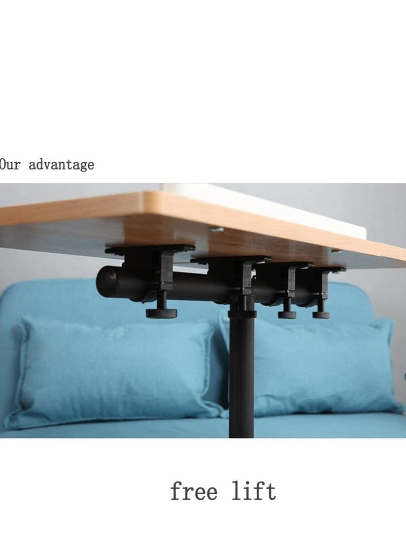 Laptop Desk for Lifting and Rotating,Movable Bedside Desk with Wheels, Adjustable Laptop Stand, Side End Table for Couch,Coffee Table for Home Office