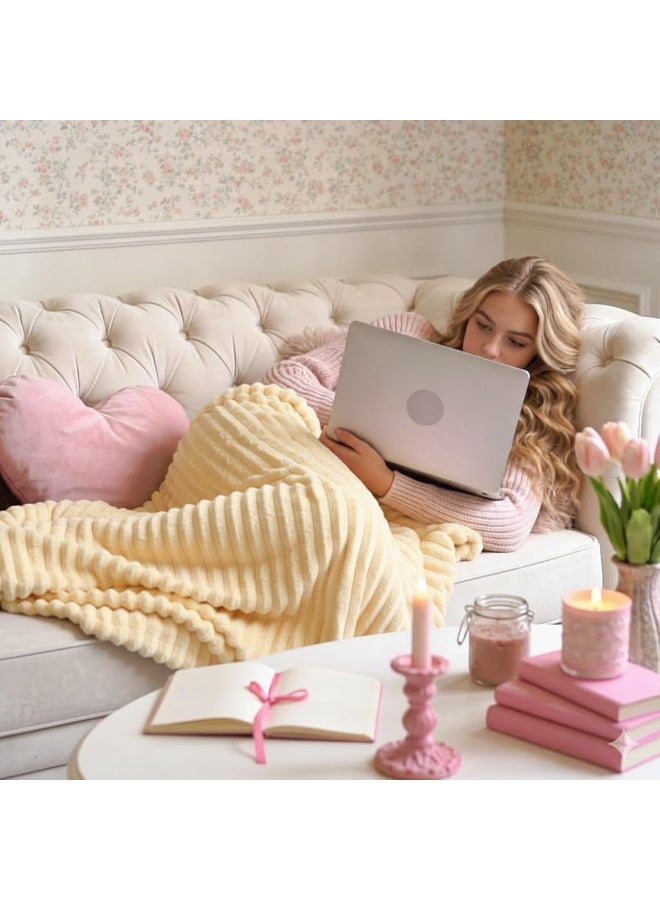  تي  جي  إتش بطانية فانيلا مخططة، بطانية فاخرة، ناعمة للغاية، بحجم كينغ (220x240 سم) للسرير والأرائك، دافئة ومريحة بشكل فاخر. - Image 5