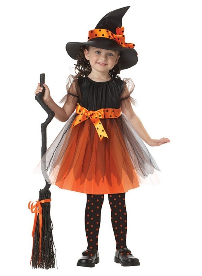GGEROU Kids Witch Costume Cosplay Set, Fairytale Witch Costume Toddler Witch Dress Set - Image 1