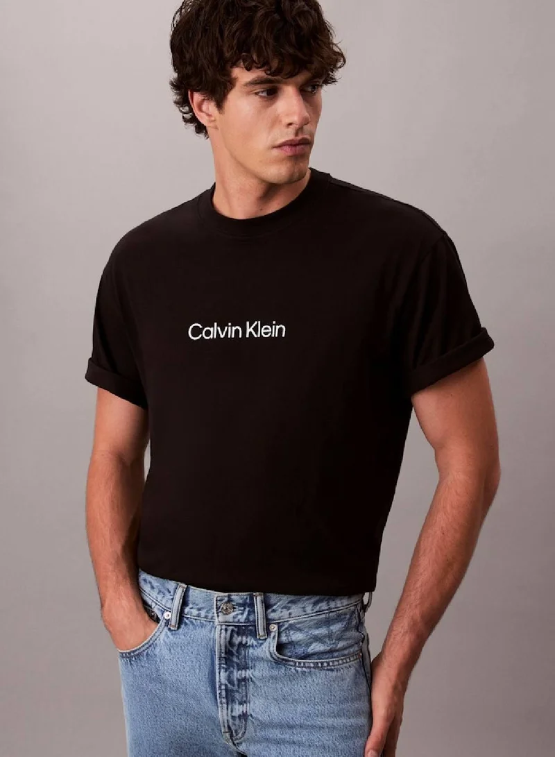 CALVIN KLEIN Black Standard Logo Relaxed Tee for Men | Best Price UAE