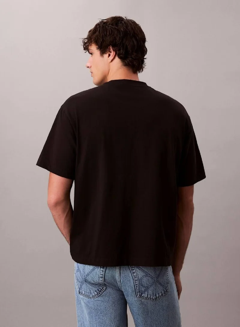 CALVIN KLEIN Black Standard Logo Relaxed Tee for Men | Best Price UAE
