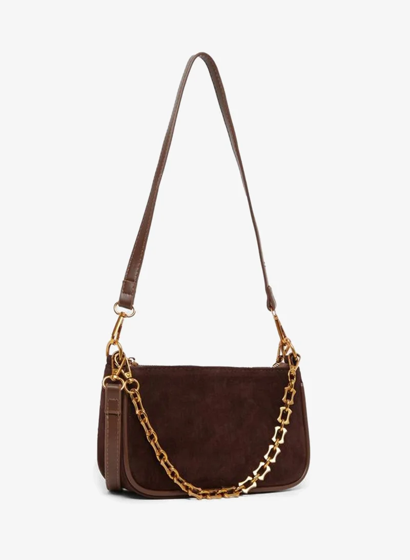 Styli Chain Drop Velvet Look Shoulder Bag