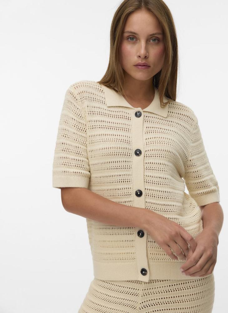 VERO MODA VMHAYLEY Sleeve Polo Neck Knit Cardigan - Image 2
