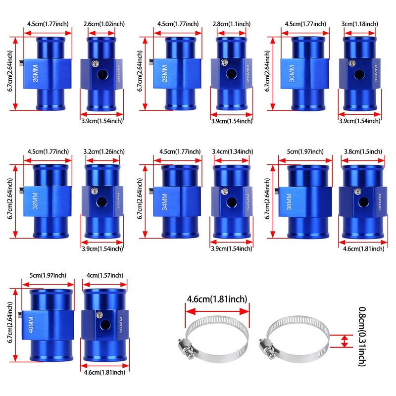 Blue 38mm Car Engine Temperature Sensor Adapter 3 Wire Coolant Oil Gauge Connector Easy Installation - Image 3