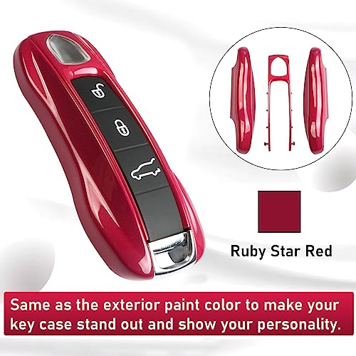 Jaronx Compatible with Porsche Key Fob Cover Compatible with Porsche Cayenne Panamera Key Fob Cover 20182024 Carrera Taycan Accessories 20202024 Ruby Star RedNew - Image 3