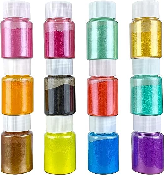 KEDIA Mica Powder Pigment 12 Color Natural Epoxy Resin Dye Pigment Powder for DIY Slime Coloring and Bath Bomb ColorantPaint Craft 10gm - Image 1