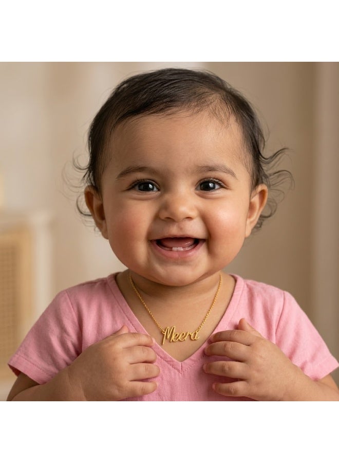 NENOUSH Baby Girl Name Necklace | English Letter Pendant Chain 30cm | Gold Tone Jewelry for Baby Girls | Fashion Necklace | Daily Wear | Party Wear - Image 2