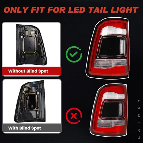 Lathsy LED Tail Light Black Cover w/o Blind Spot Compatible With 2019-2023 Dodge Ram 1500 Left Driver Side Replace 55112993AD - Image 3