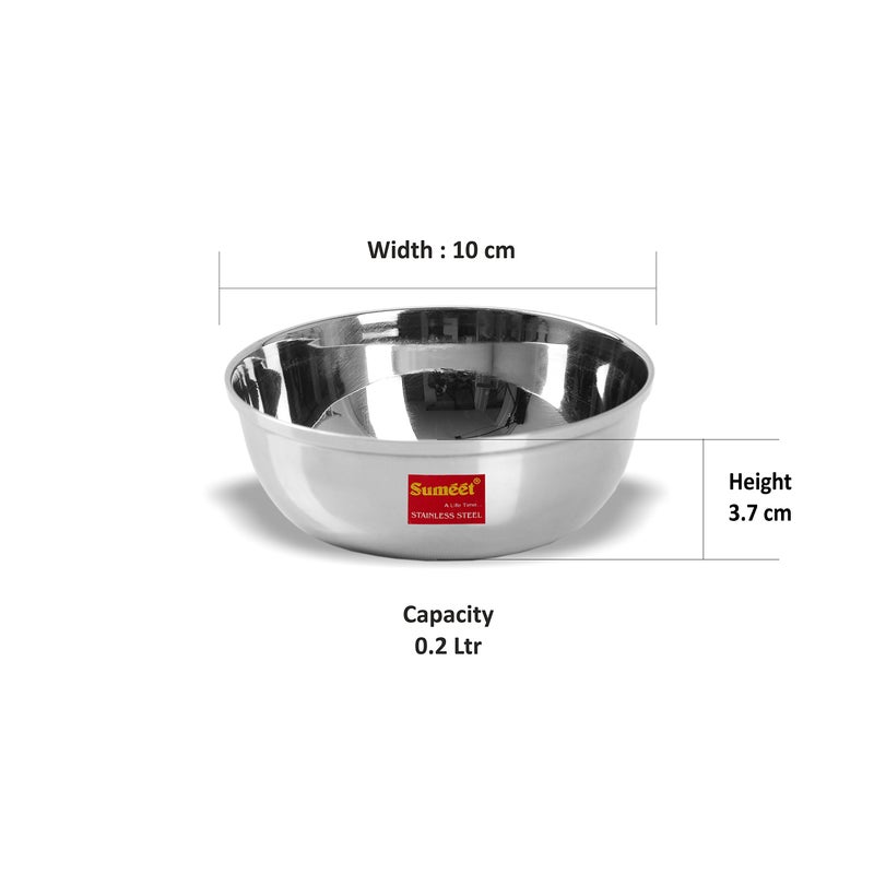 Sumeet Stainless Steel Heavy Gauge Bowl Set/Wati Set With Mirror Finish 10Cm Dia - Set Of 6Pc (6 Pcs) - Image 4