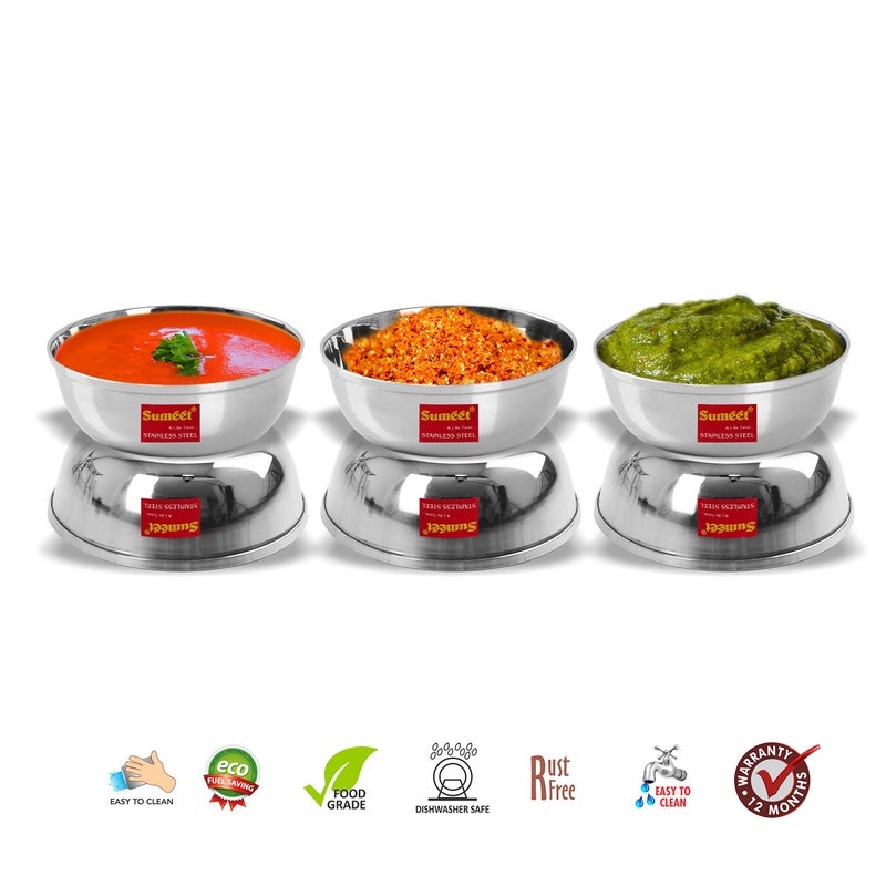 Sumeet Stainless Steel Heavy Gauge Bowl Set/Wati Set With Mirror Finish 10Cm Dia - Set Of 6Pc (6 Pcs) - Image 2