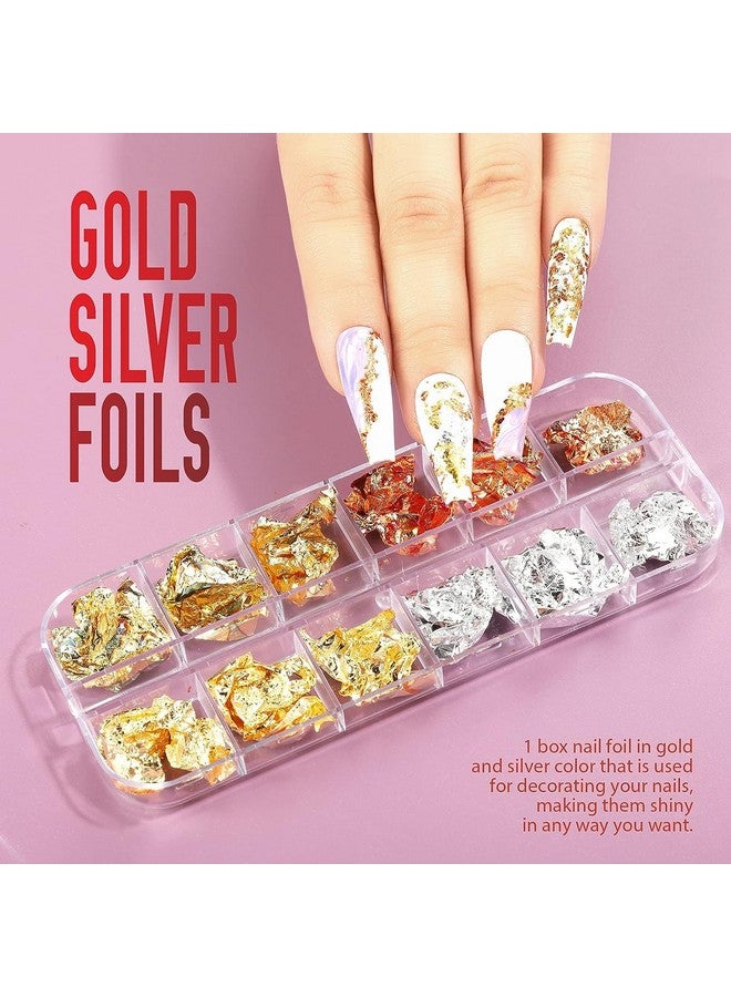 Gleevia Nail Art Kit, Nail Accessories With Nail Art Brush, Nail Dotting Tools, Butterfly Nail Art Stickers, Nail Rhinestones, Nail Foil, Nail Striping Tapes, Nail Dust Brush (White) - Image 5
