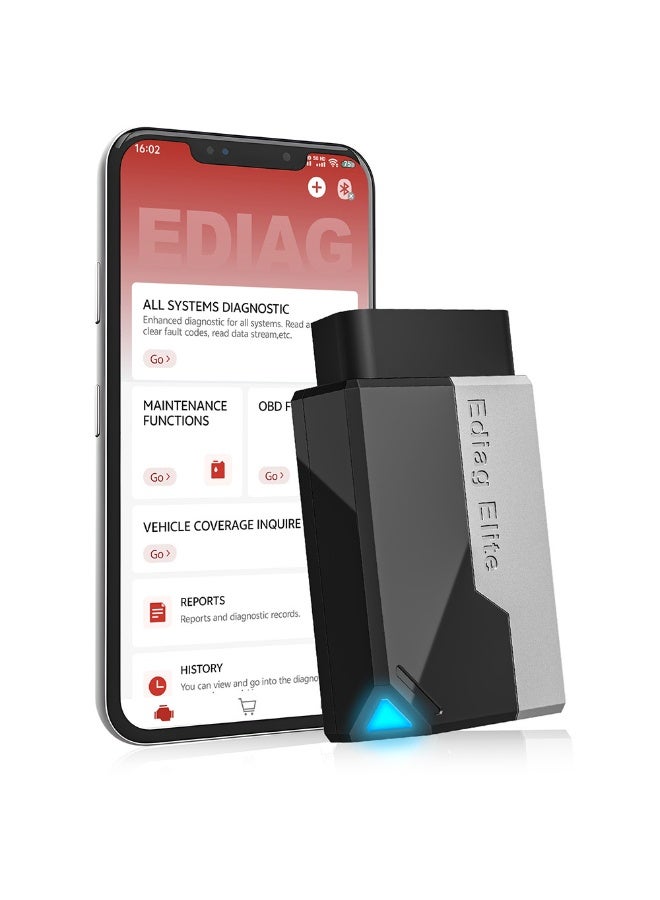 kingbolen ماسح ضوئي Ediag Elite OBD2 بلوتوث، ماسح ضوئي للتحكم ثنائي الاتجاه، أداة تشخيص لجميع الأنظمة لنظامي iOS و Android، 15+ إعادة تعيين سريعة، بروتوكول CANFD، FCA AutoAuth، تحديث مدى الحياة بدون اشتراكات - Image 2