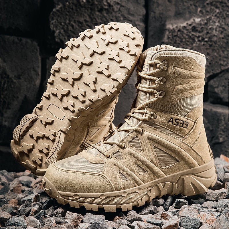 Large Size Military Boots Outdoor Wear-Resistant Field Combat Boots Front Lace-Up High-Top Large Size Men'S Shoes - Image 2