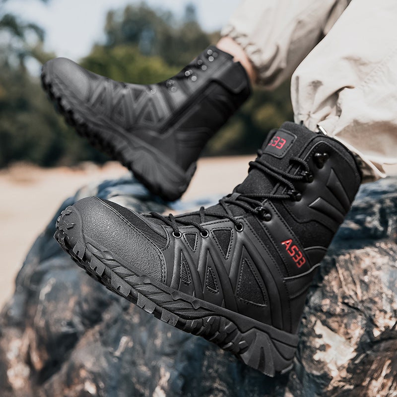 Large Size Military Boots Outdoor Wear-Resistant Field Combat Boots Front Lace-Up High-Top Large Size Men'S Shoes - Image 3