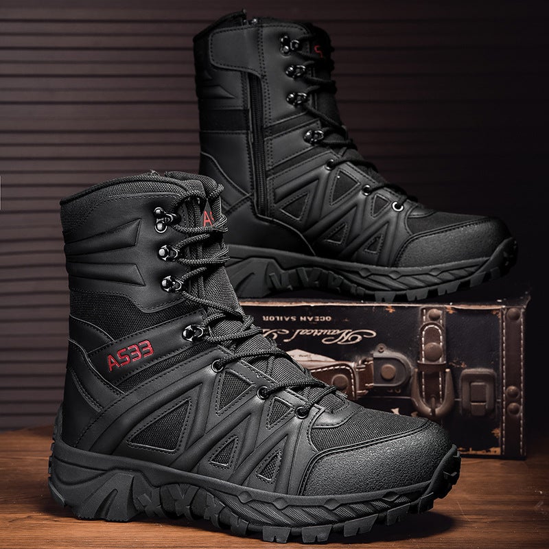 Large Size Military Boots Outdoor Wear-Resistant Field Combat Boots Front Lace-Up High-Top Large Size Men'S Shoes - Image 1