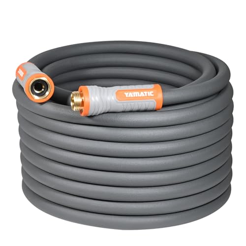YAMATIC Heavy Duty Garden Hose 5/8 in x 50 ft with Swivel Handle, Super Flexible Water Hose, All-weather, Kink Resistant, Burst 600 PSI, Gray - Image 1