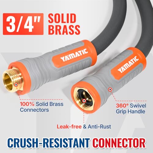 YAMATIC Heavy Duty Garden Hose 5/8 in x 50 ft with Swivel Handle, Super Flexible Water Hose, All-weather, Kink Resistant, Burst 600 PSI, Gray - Image 5