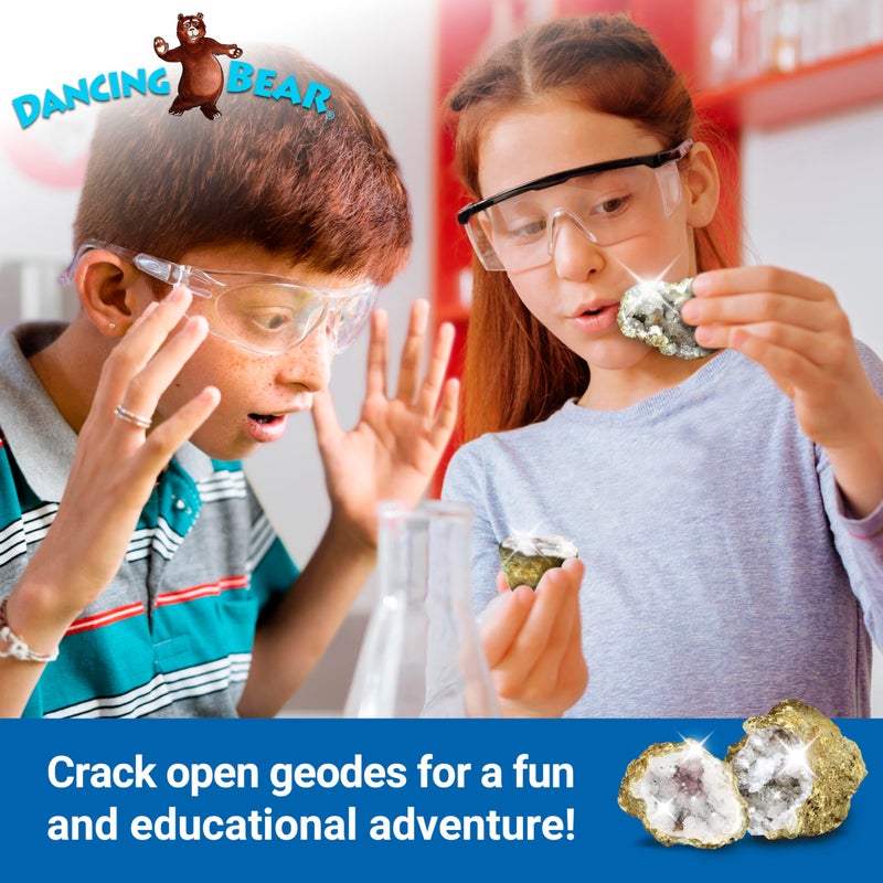 DANCING BEAR 25 Break Your Own Geodes, 90% Hollow, (Large 1.75-2.5") Crack Open & Discover Amazing Surprise Crystals Inside! Educational Info and Instructions Included, Fun Party Favors & Prizes - Image 3