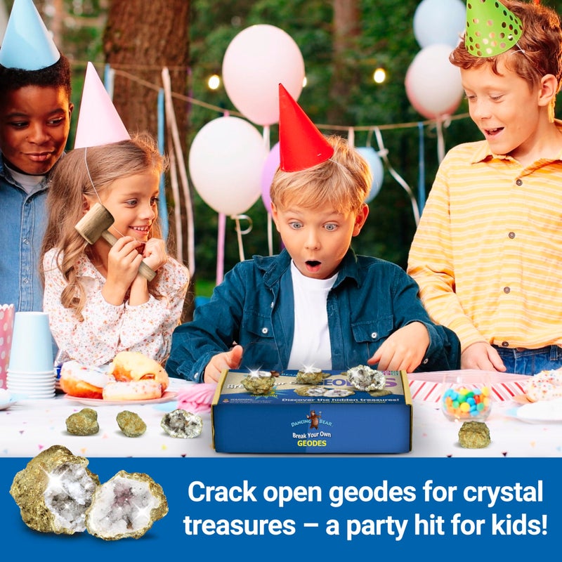 DANCING BEAR 25 Break Your Own Geodes, 90% Hollow, (Large 1.75-2.5") Crack Open & Discover Amazing Surprise Crystals Inside! Educational Info and Instructions Included, Fun Party Favors & Prizes - Image 5
